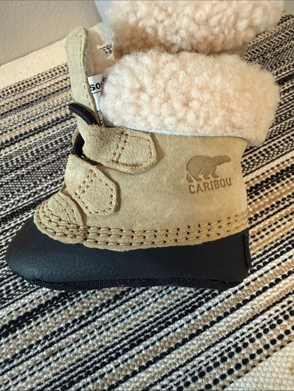 SOREL CARIBOOTIE NEWBORN BOOTIES SHOES BOOTS TAN INFANTS BOYS GIRLS SIZE 2